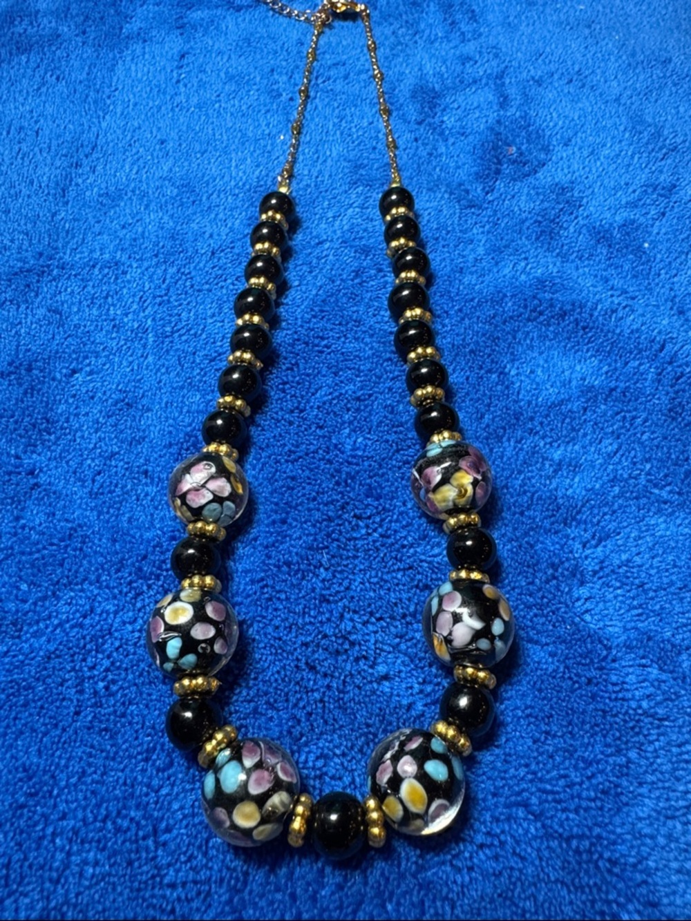 Vintage 20” with 6” Extender Venetian Style Lamp-work Art Glass Necklace.